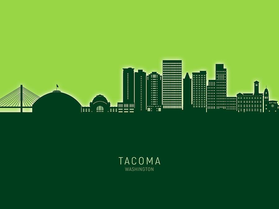 Tacoma Washington Skyline #06 Digital Art by Michael Tompsett