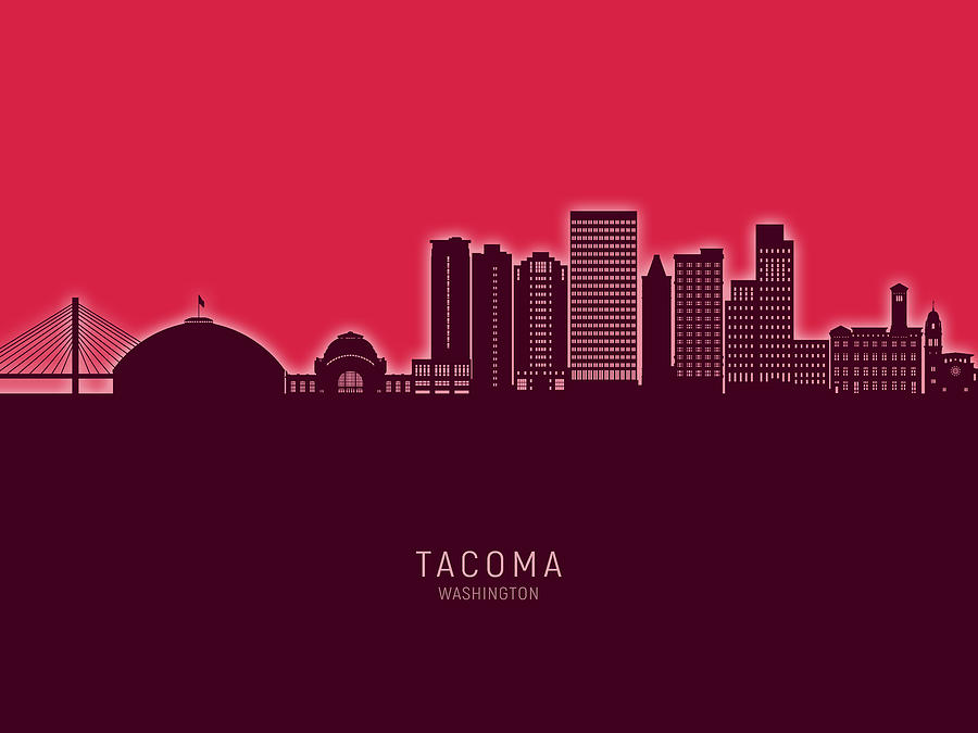Tacoma Washington Skyline #08 Digital Art by Michael Tompsett