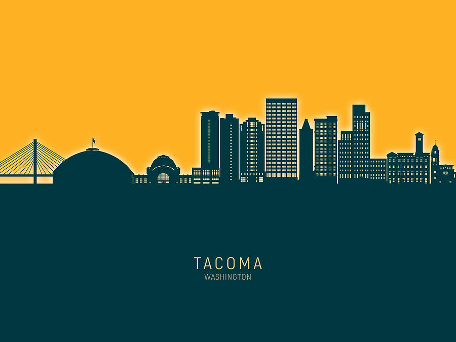 Tacoma Washington Skyline #09 Digital Art by Michael Tompsett