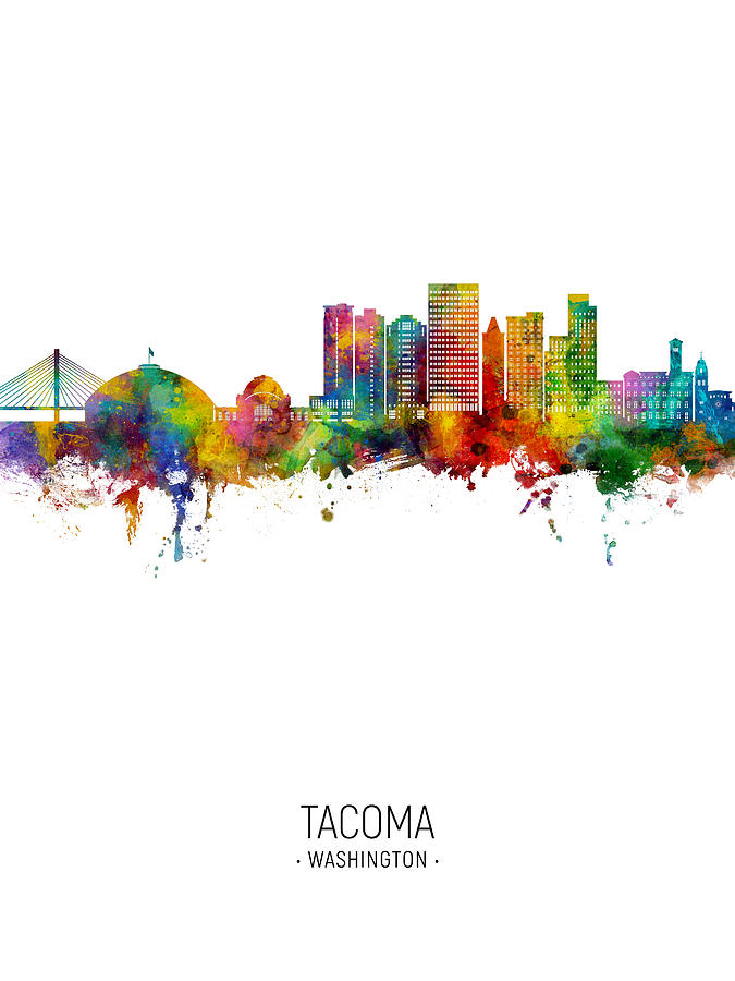 Tacoma Washington Skyline #11 Digital Art by Michael Tompsett