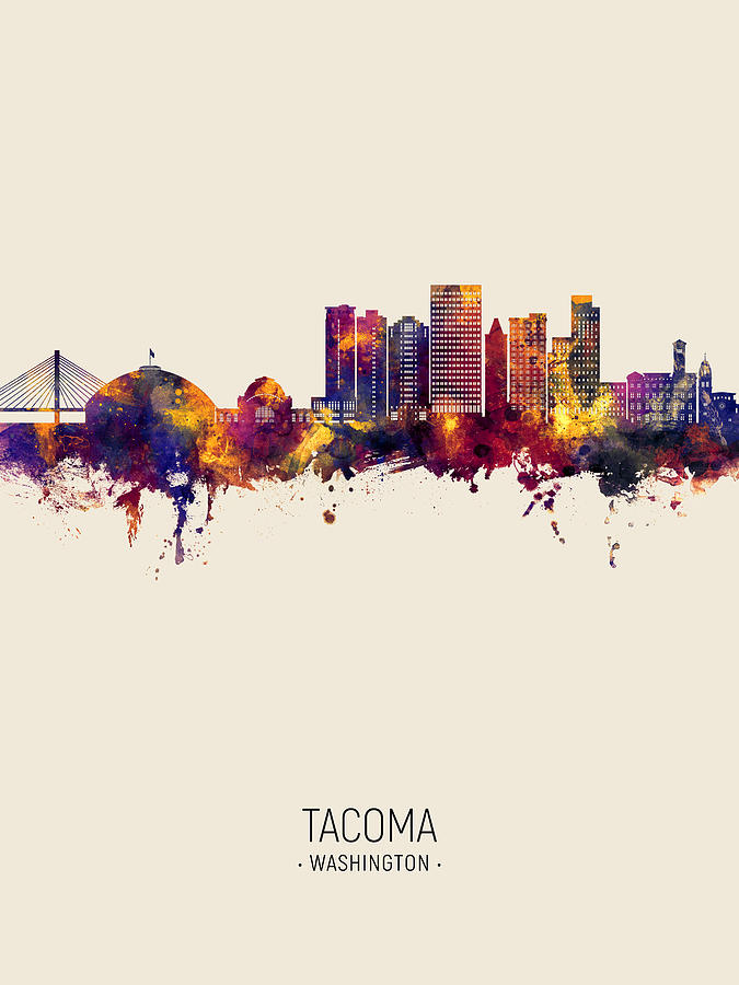 Tacoma Washington Skyline #12 Digital Art by Michael Tompsett