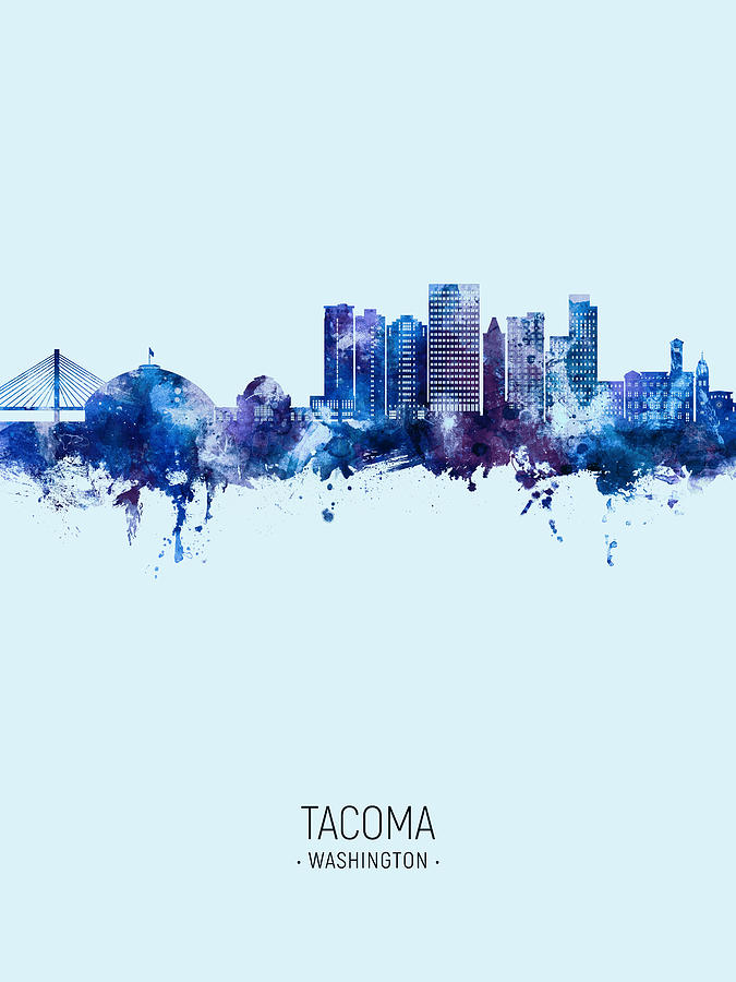 Tacoma Washington Skyline #13 Digital Art by Michael Tompsett