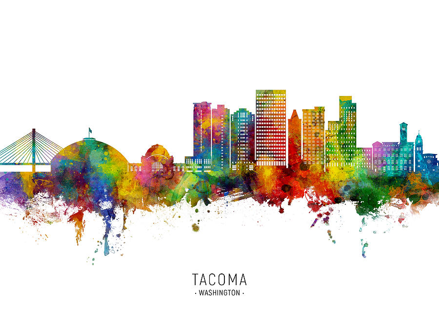 Tacoma Washington Skyline #89 Digital Art by Michael Tompsett