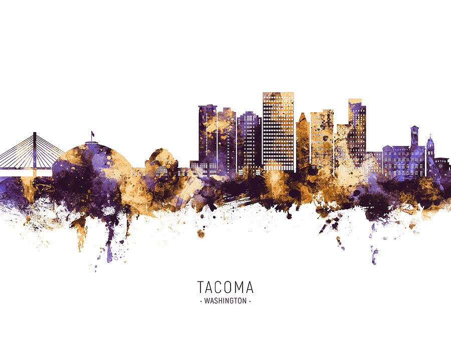 Tacoma Washington Skyline #91 Digital Art by Michael Tompsett