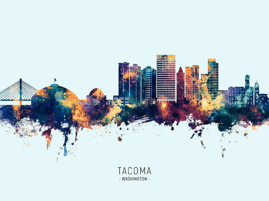 Tacoma Washington Skyline #92 Digital Art by Michael Tompsett