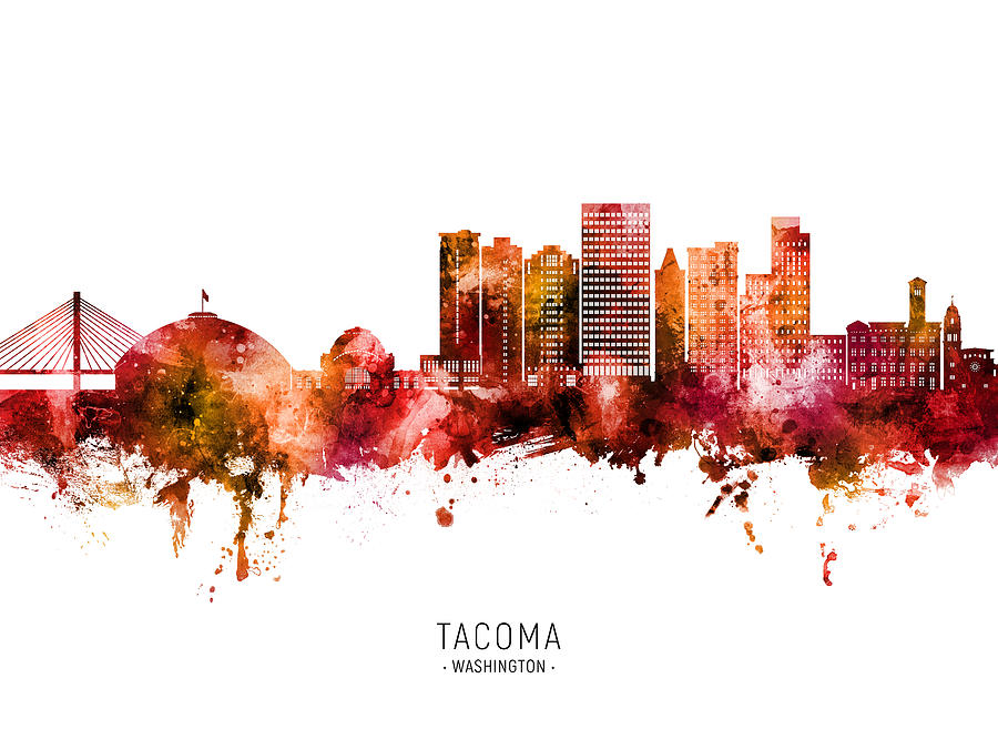 Tacoma Washington Skyline #99 Digital Art by Michael Tompsett