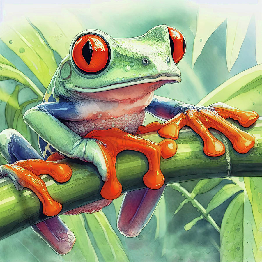 Tad Pole The Red-eyed Tree Frog  Digital Art by HH Photography of Florida