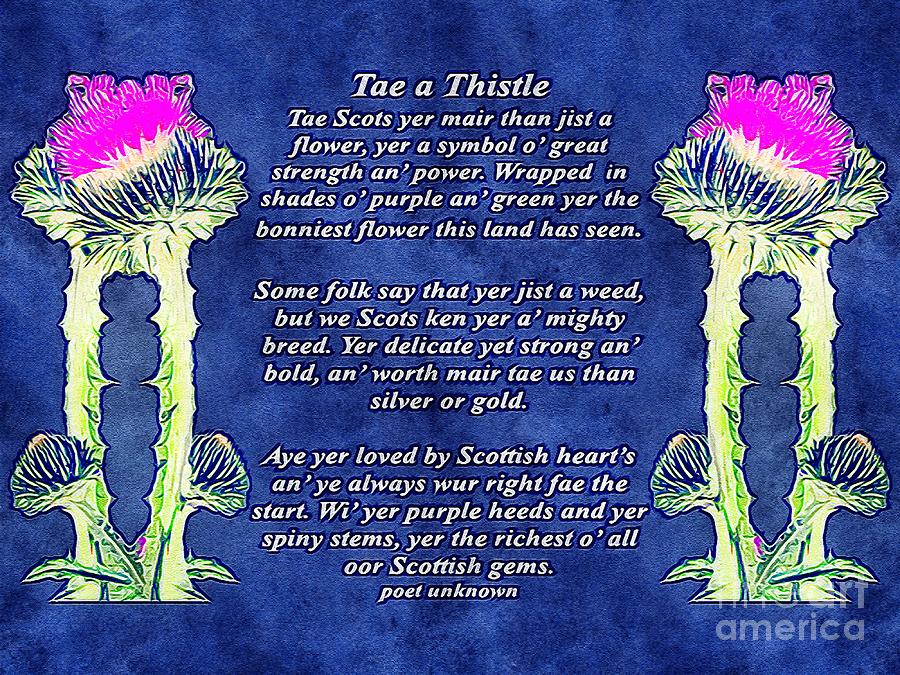 Tae a Thistle Poem Digital Artwork 01 Digital Art by Douglas Brown ...