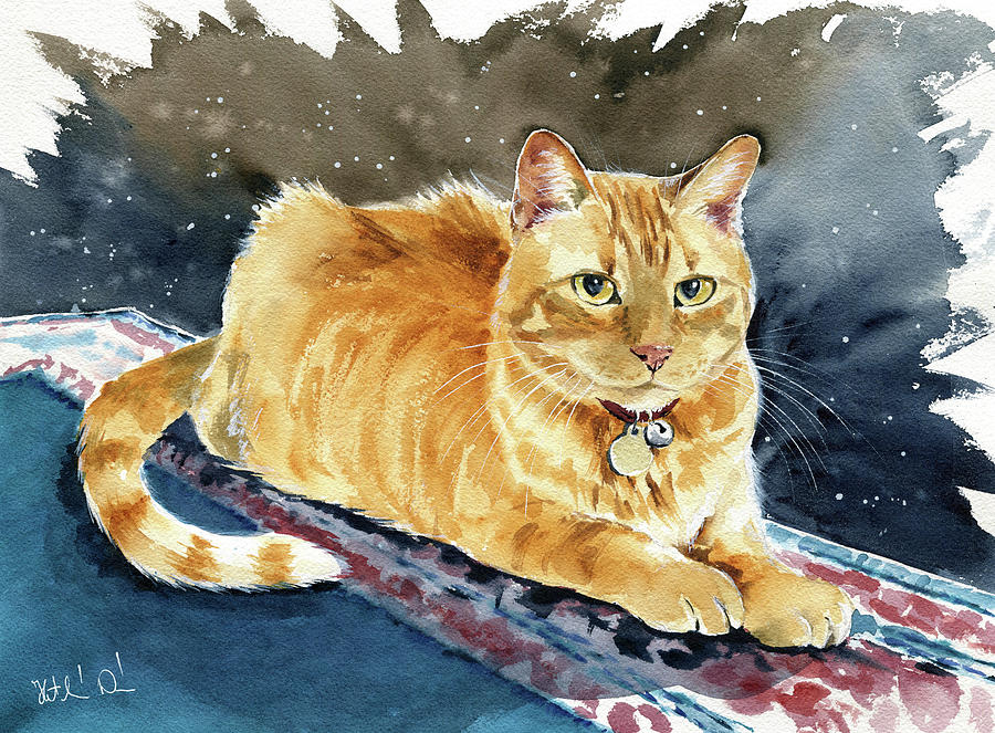 Taffy Orange Tabby Cat Painting Painting by Dora Hathazi Mendes
