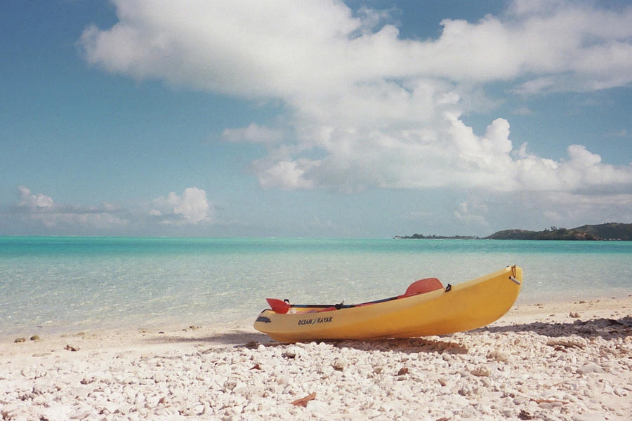 Beach Photograph - Tahiti Ocean Kayak on Beach by Mark Norman