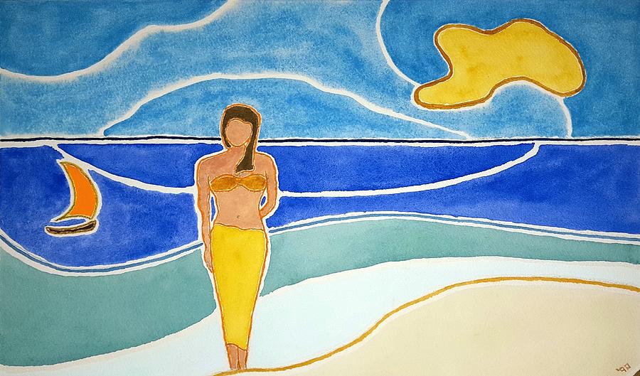 Tahitian Shore Painting by John Klobucher