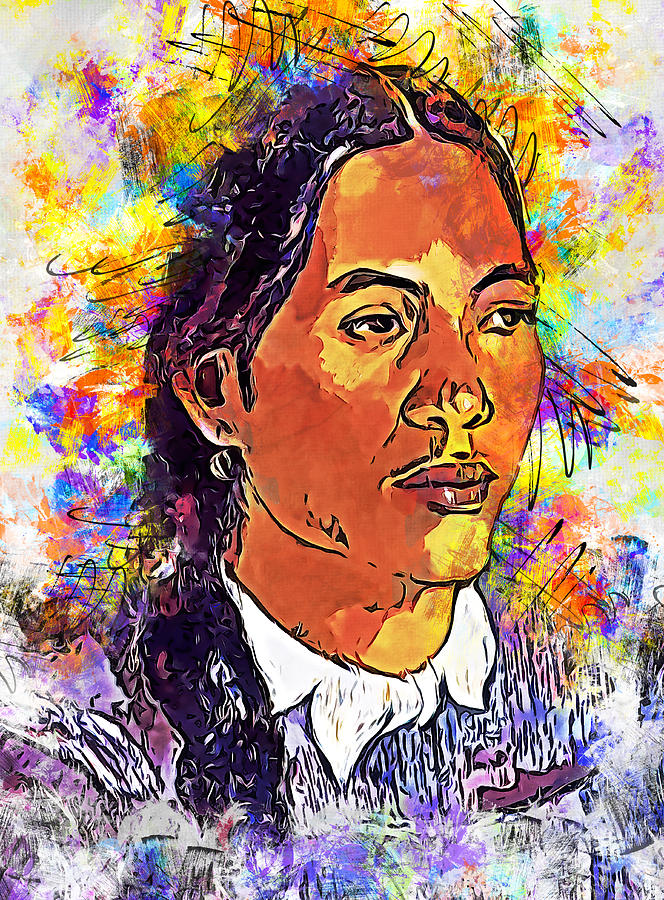 Tahitian Woman with a Flower - Vahine no te tiare - colorful painting recreation Digital Art by Nicko Prints