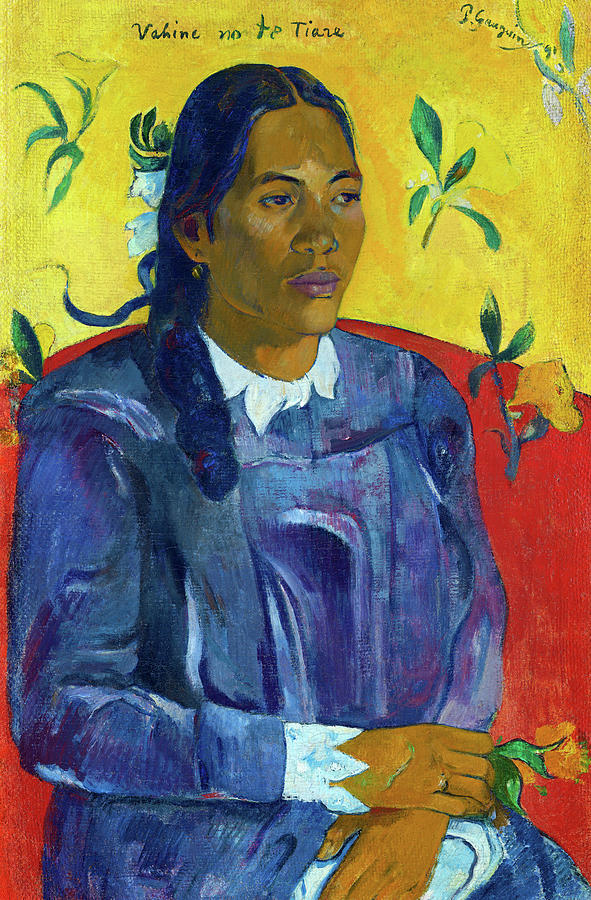 Tahitian Woman with Flower, 1891 Painting by Paul Gauguin - Fine Art ...