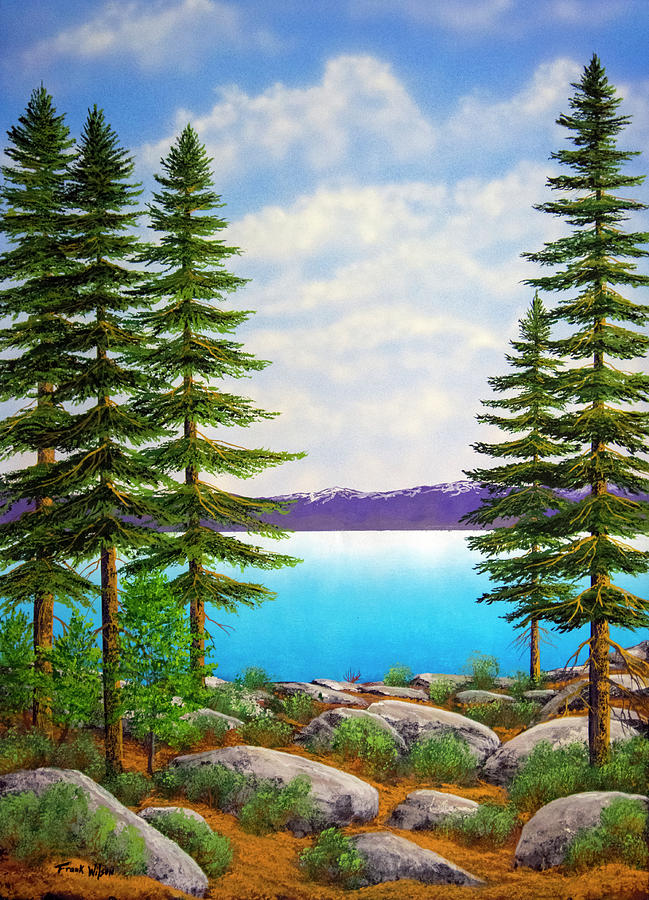 Tahoe View Through The Pines Painting by Frank Wilson