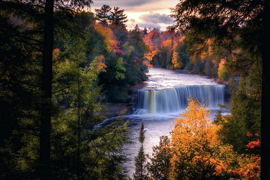Tahquamenon Falls surrounded by fall colors #3 Photograph by Jay Smith