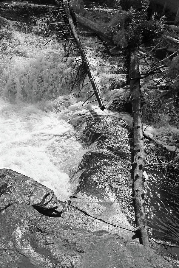 Tahquamenon Lower Falls 7 BW Photograph by Mary Bedy
