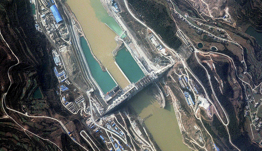 Taingzikou Dam nearly complete, China Photograph by DigitalGlobe