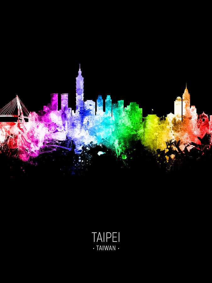 Taipei Taiwan Skyline #10 Digital Art by Michael Tompsett
