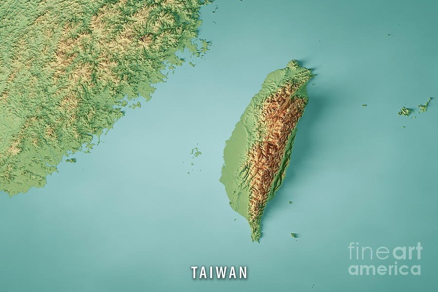 Taiwan Topographic Map Horizontal 3d Render Color Digital Art By Frank Ramspott Fine Art America 3403