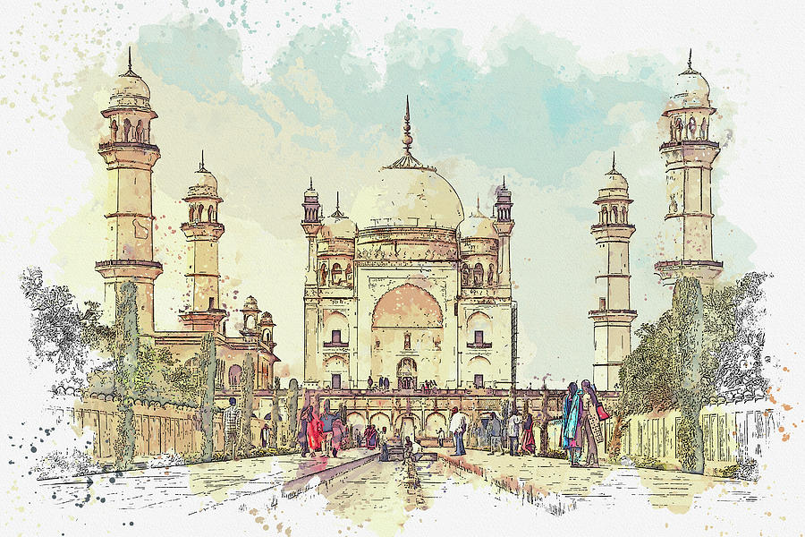 Taj Mahal in india 33, ca 2021 by Ahmet Asar, Asar Studios Painting by Celestial Images