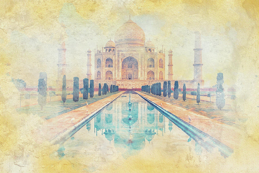 Architecture Mixed Media - Taj Mahal Mausoleum in India  by Manjik Pictures