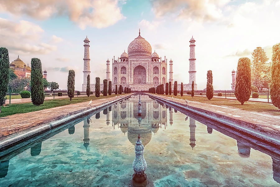 Architecture Photograph - Taj Mahal sunrise by Manjik Pictures
