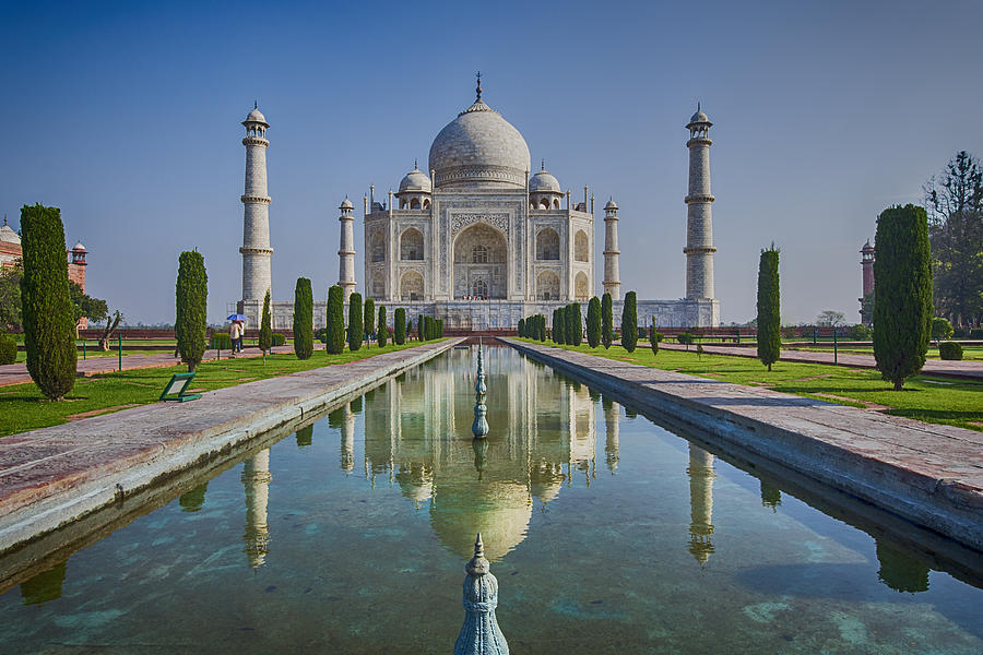 Taj Mahal with reflections, Agra, India, XXL image Photograph by Guenterguni