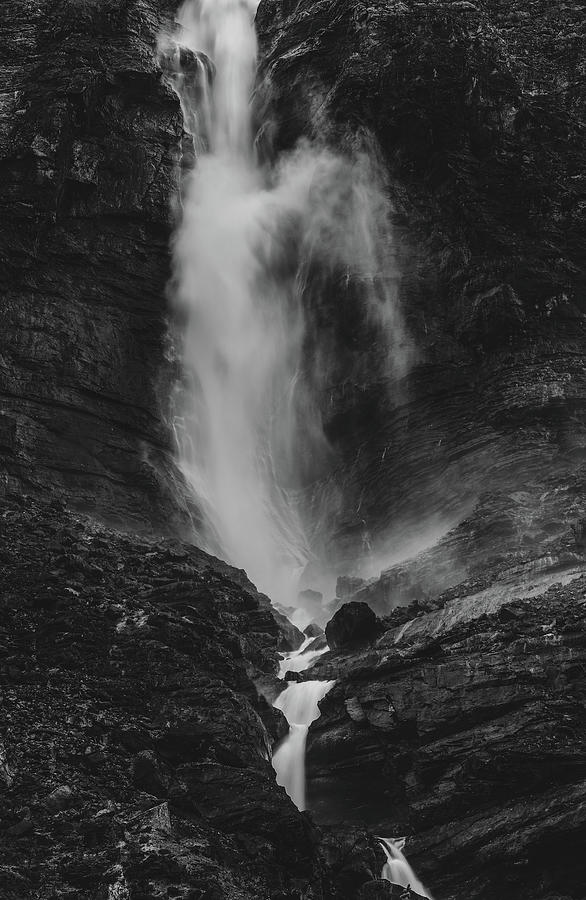 Takakkaw Falls Black And White Photograph by Dan Sproul