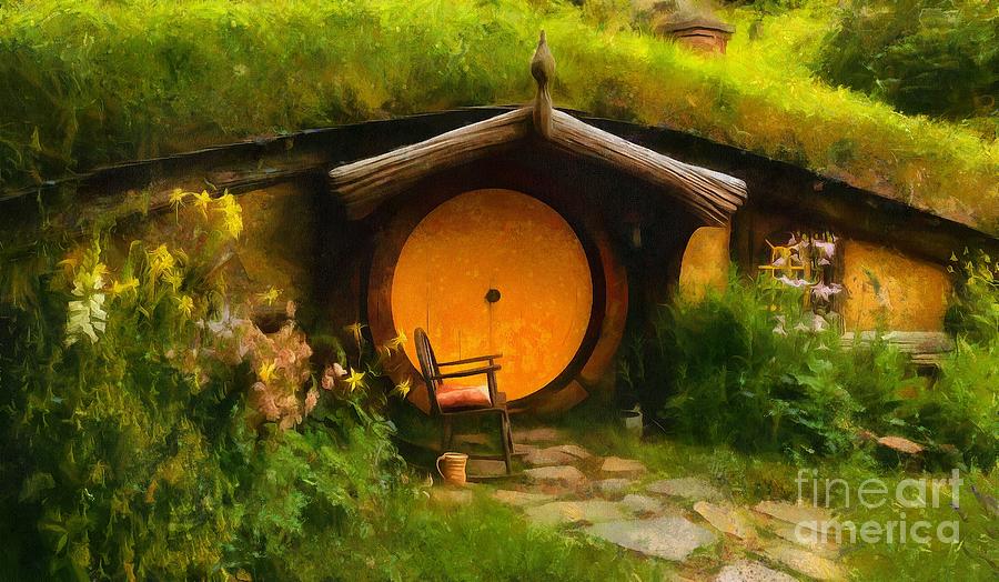 Hobbit Hole Painting - Take a Sit by Eva Lechner
