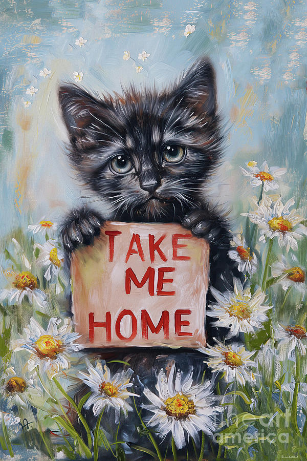 Cat Painting - Take Me Home Kitten by Tina LeCour