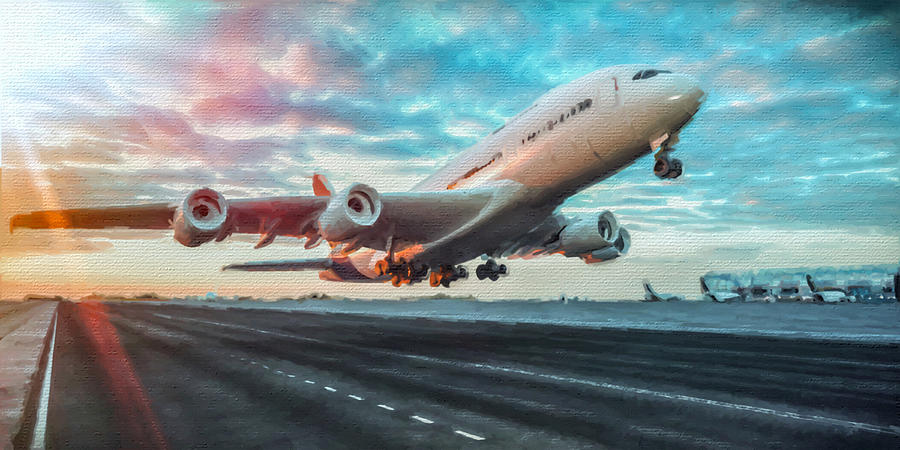 Take Off Plane Painting by Tony Rubino