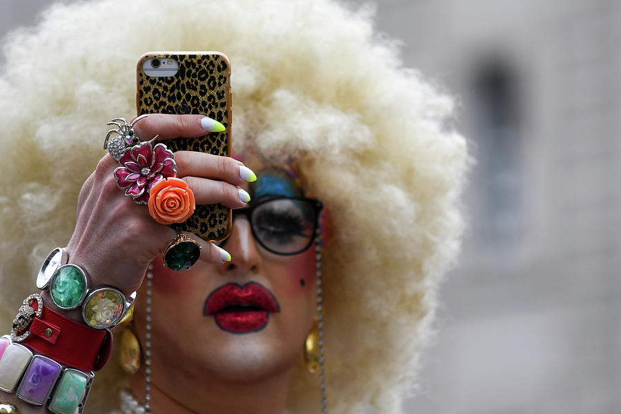 Taking a selfie during Pride in London 2019 Photograph by Andrew Lalchan