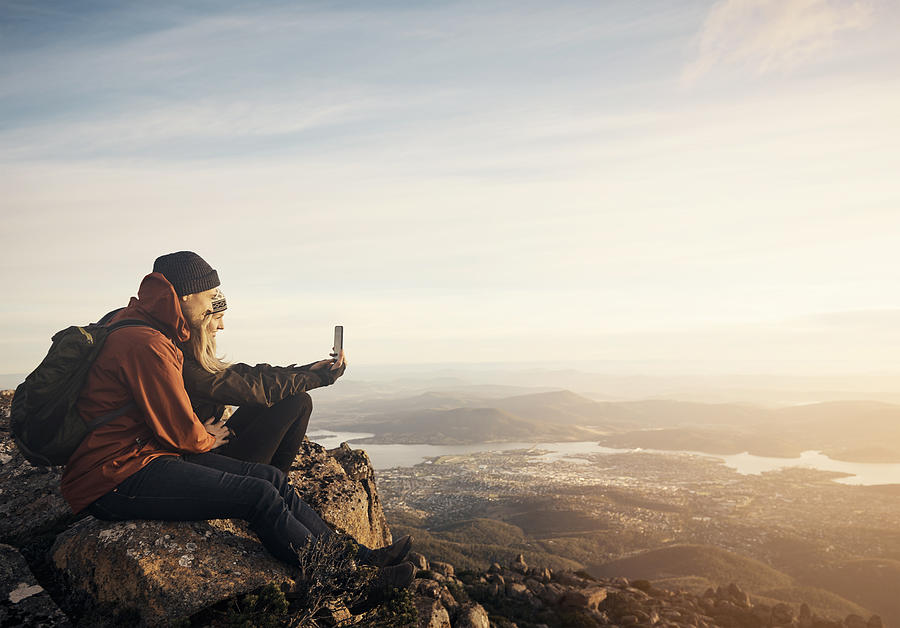 Taking  a selfie on top of the world Photograph by Pixdeluxe