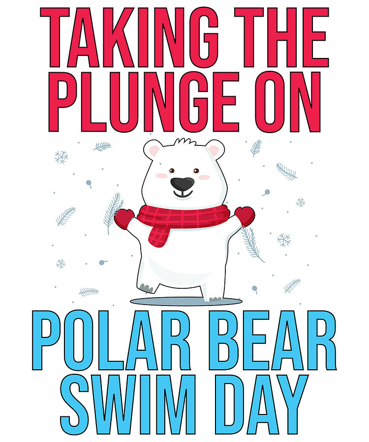 Icy Water Drawing - Taking the Plunge on Polar Bear Swim Day by Kanig Designs