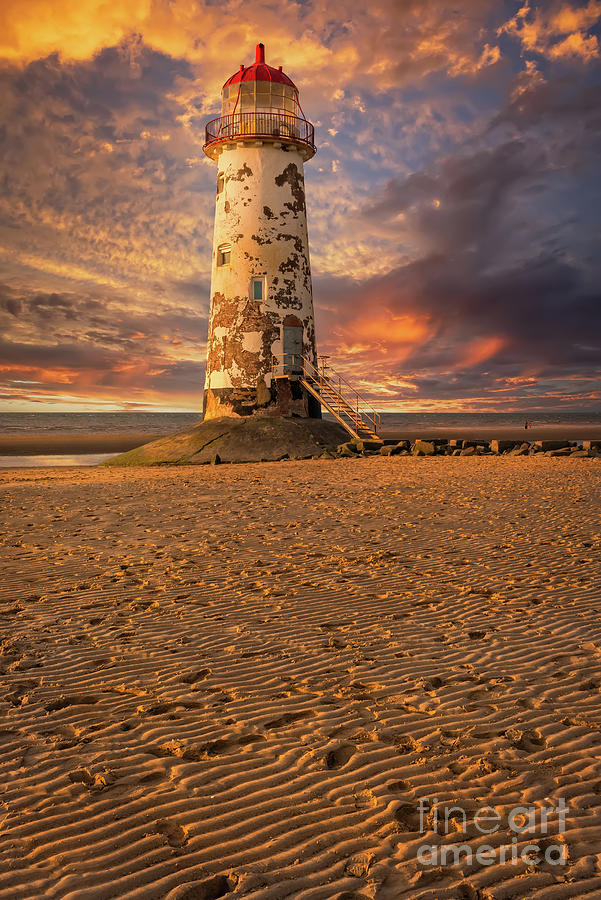 Talacre Lighthouse Sunset Wales Photograph by Adrian Evans