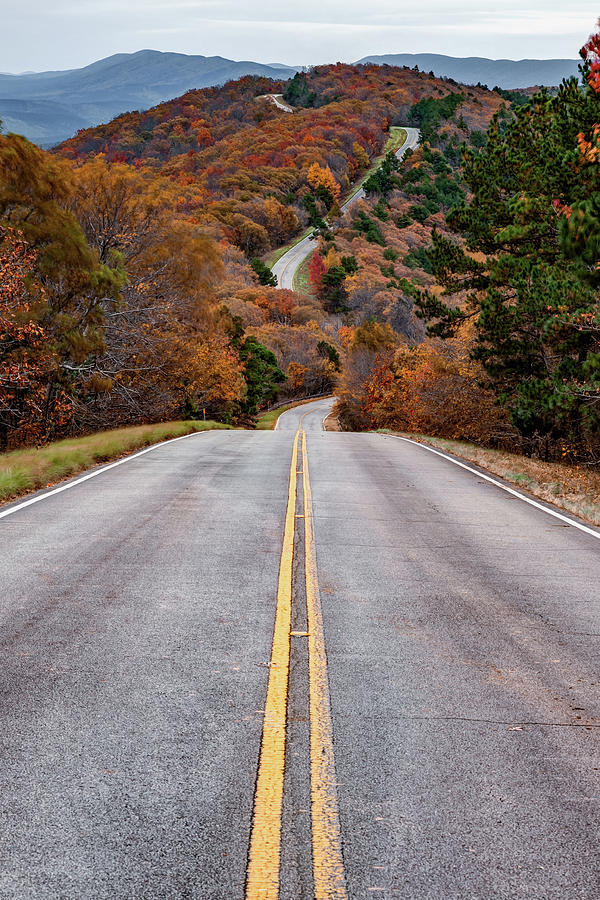 America Photograph - Talimena Scenic Byway Autumn Drive - Winding Stair Mountain - Vertical Format by Gregory Ballos
