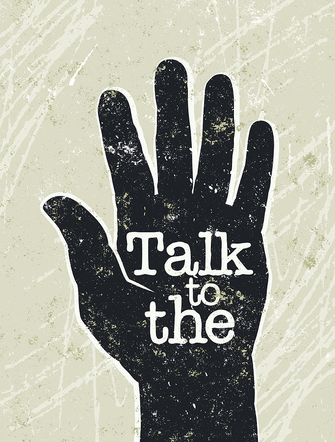 Talk to the Hand and Text Drawing by Mhj