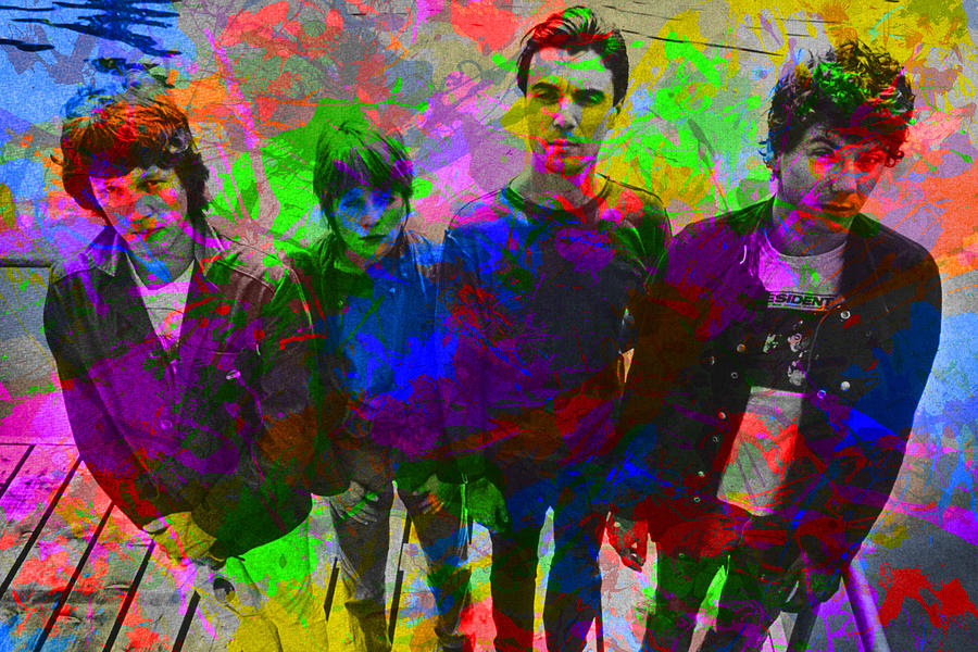 Talking Heads Mixed Media - Talking Heads Band Paint Splatters Portrait by Design Turnpike