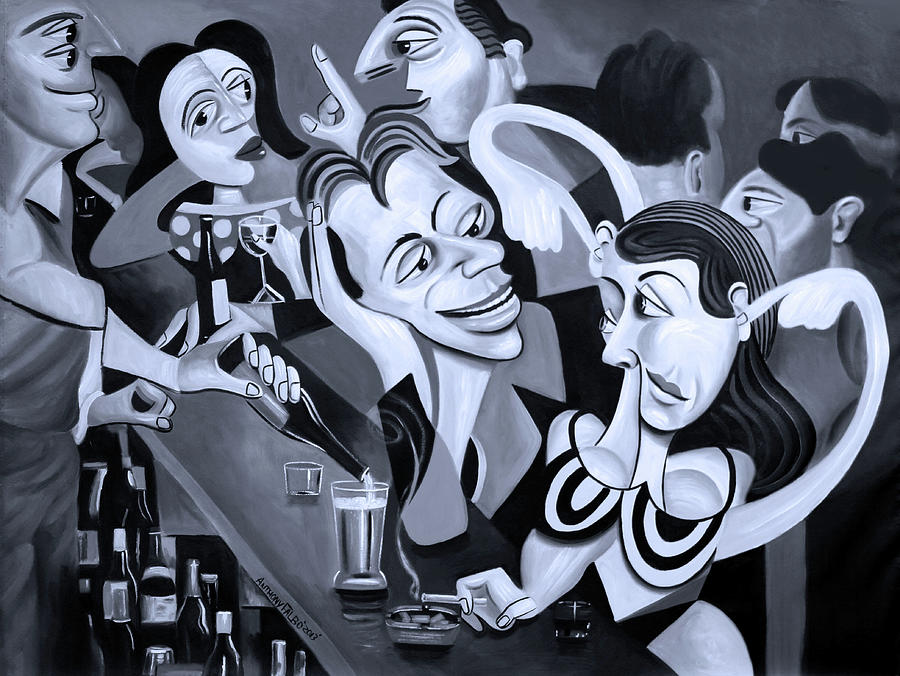 Sports Painting - Talking Sweet Nothings At The Bar by Anthony Falbo