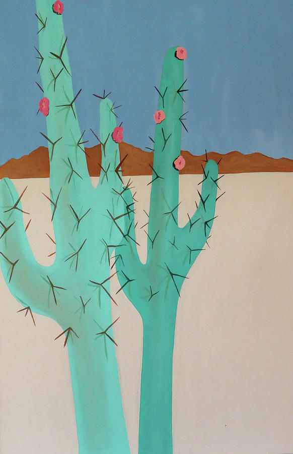 Tall Cacti Painting by Ted Clifton
