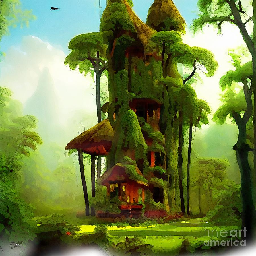 Tall House in Forest Digital Art by Craig Walters