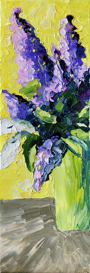 Tall Lilacs Painting by Carrie Jacobson