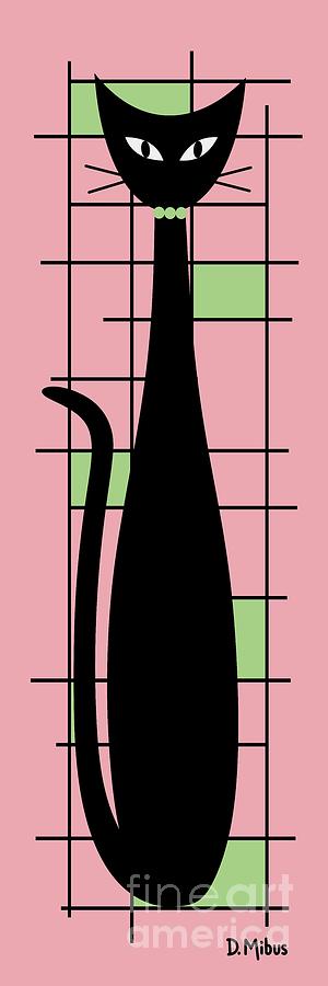 Tall Mondrian Cat on Pink Digital Art by Donna Mibus