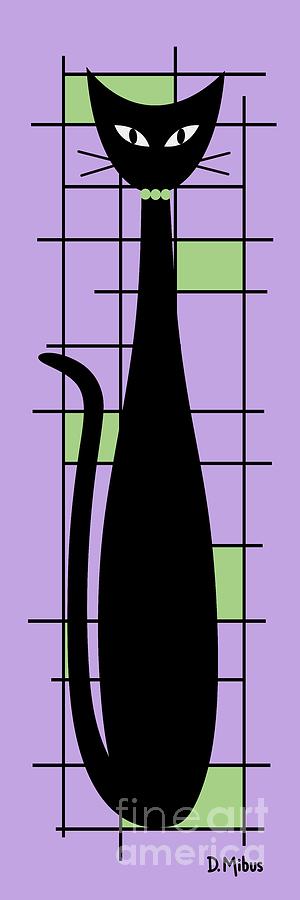 Tall Mondrian Cat on Purple Digital Art by Donna Mibus