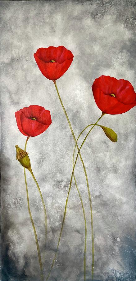 Poppy Painting - Tall Poppies by Heather Matthews