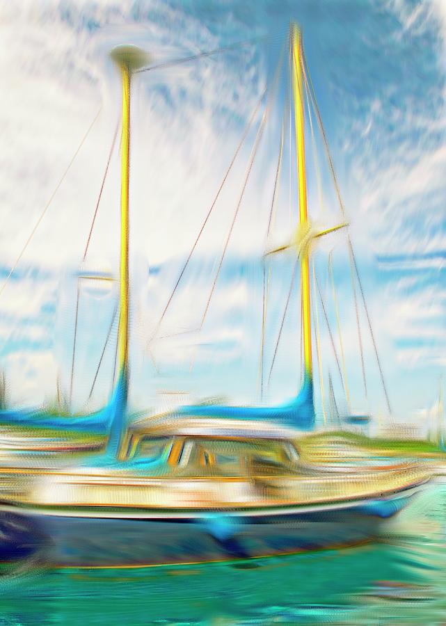 Tall Ship Abstract Mixed Media by Bob Pardue