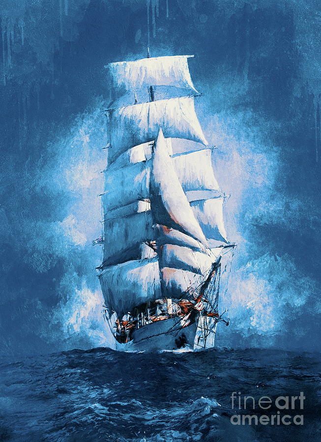  Tall ship. Digital Art by Andrzej Szczerski