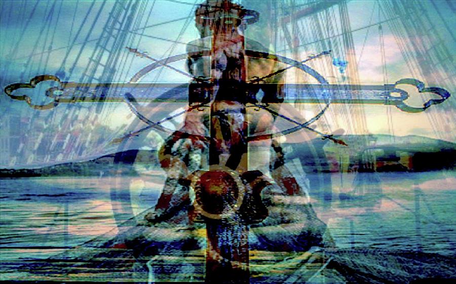 Tall Ship Helm Nordic Spirit Cross Digital Art By Claude Theriault Fine Art America