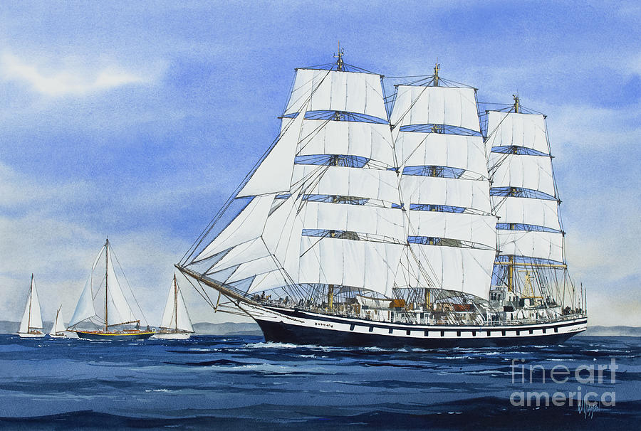 Tall Ship in Full Sail Painting by James Williamson