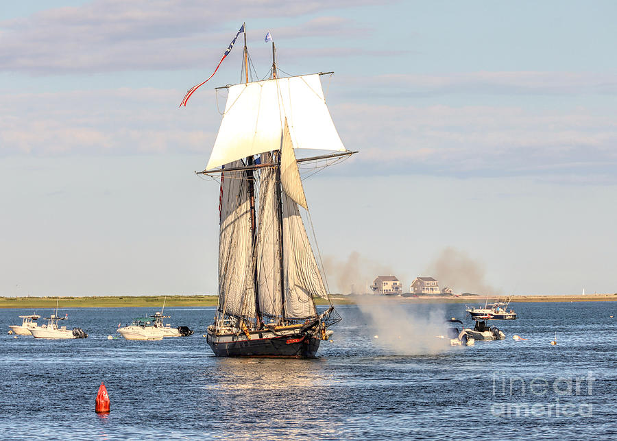 Tall ship Lynx firing cannons 2021  Photograph by Janice Drew